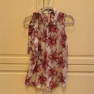 Kobi Halperin Coral Print Blouse in Red and White